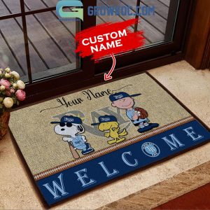 Tampa Bay Rays Snoopy Peanuts Charlie Brown Personalized Doormat