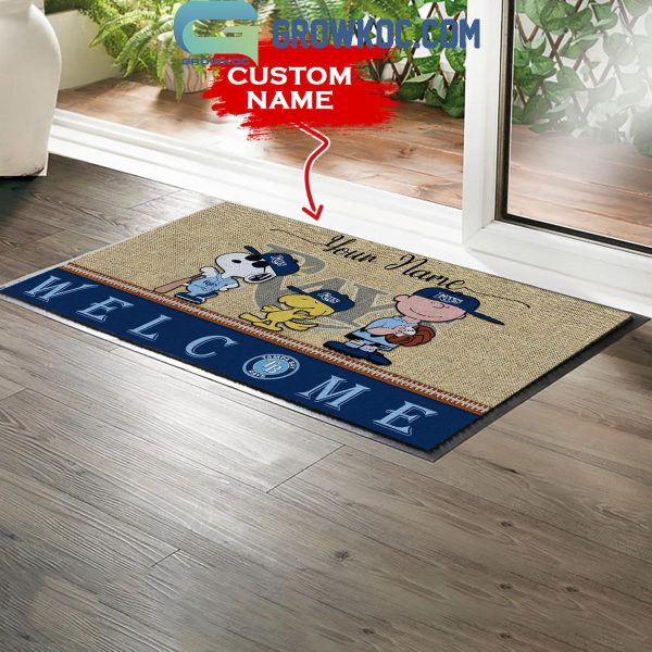 Tampa Bay Rays Snoopy Peanuts Charlie Brown Personalized Doormat