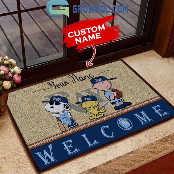 Tampa Bay Rays Snoopy Peanuts Charlie Brown Personalized Doormat