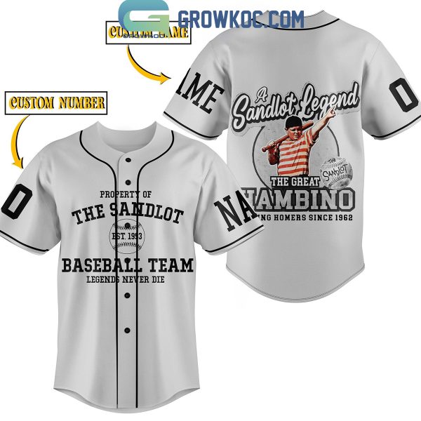 The Sandlot Legend The Great Hambino Hitting Homer Since 1962 Personalized Baseball Jersey