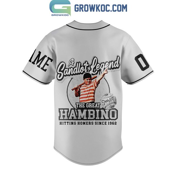The Sandlot Legend The Great Hambino Hitting Homer Since 1962 Personalized Baseball Jersey