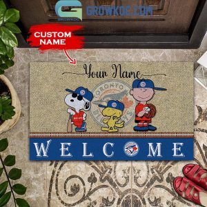 Toronto Blue Jays Snoopy Peanuts Charlie Brown Personalized Doormat