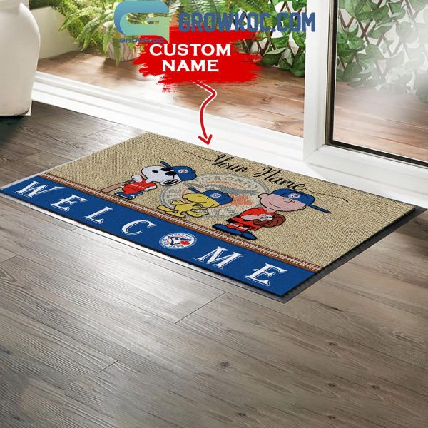 Toronto Blue Jays Snoopy Peanuts Charlie Brown Personalized Doormat