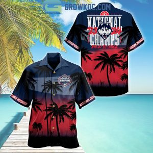 Uconn Huskies 2023 2024 Back To Back National Champions Sunset Hawaiian Shirts