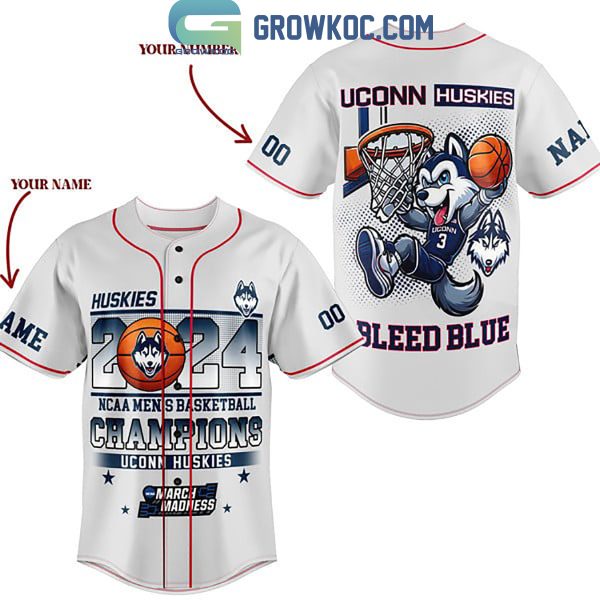 Uconn Huskies 2024 Basketball National Champions Baseball Jersey