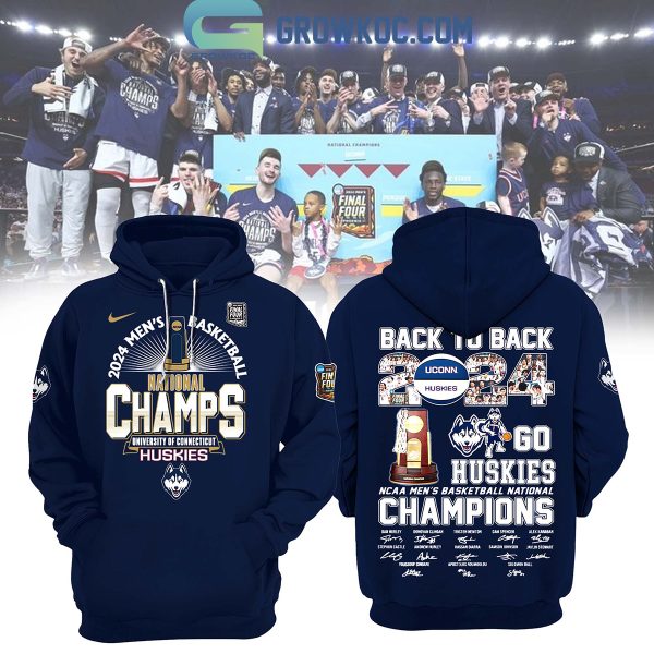 Uconn Huskies 2024 National Champions Back To Back Fan Hoodie Shirts