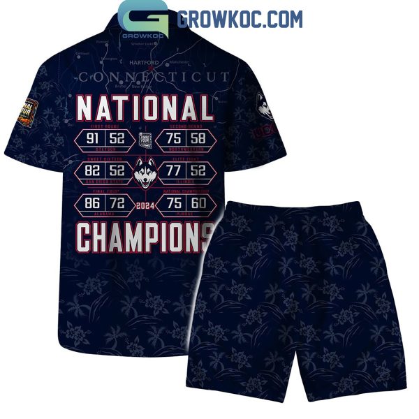 Uconn Huskies 2024 National Champions Journey Hawaiian Shirts With Short