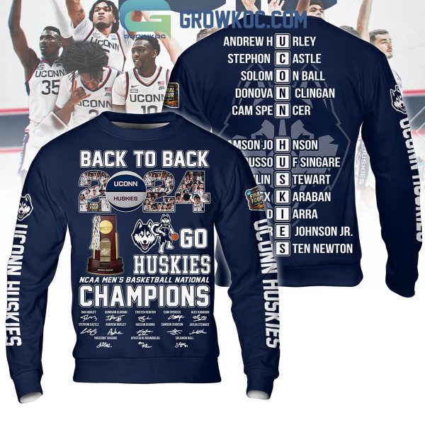 Uconn Huskies Back To Back 2024 Basketball National Champions Hoodie T Shirt