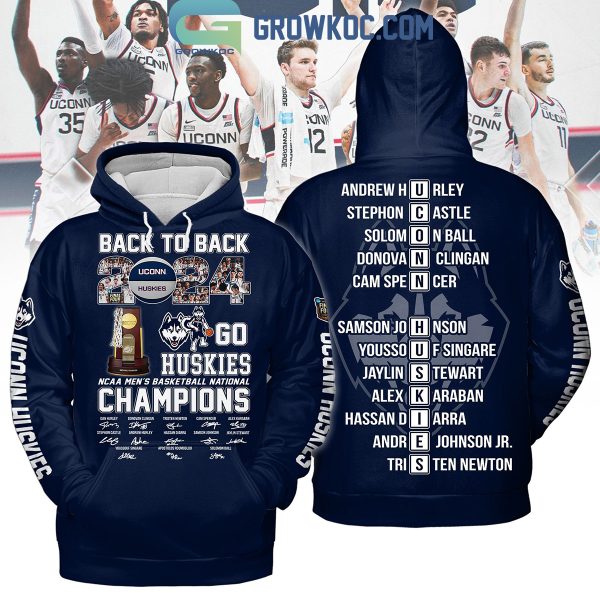 Uconn Huskies Back To Back 2024 Basketball National Champions Hoodie T Shirt