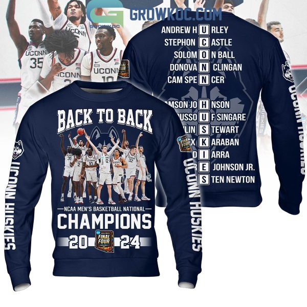 Uconn Huskies Basketball National Champions 2024 Back To Back Hoodie T Shirt
