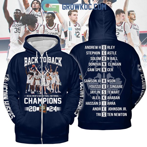 Uconn Huskies Basketball National Champions 2024 Back To Back Hoodie T Shirt