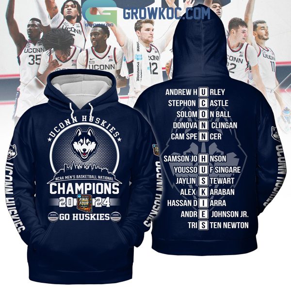 Uconn Huskies NCAA Basketball National Champions 2024 Go Huskies Hoodie T Shirt