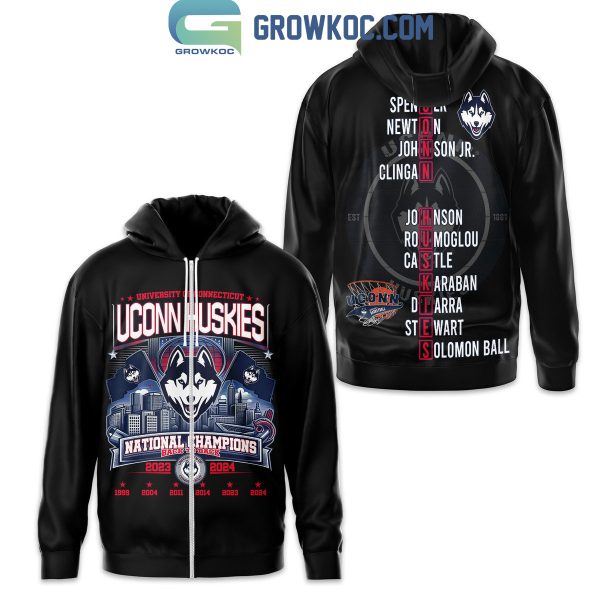 Uconn Huskies University Of Connecticut National Champions 2024 Back To Back Hoodie Shirts Black