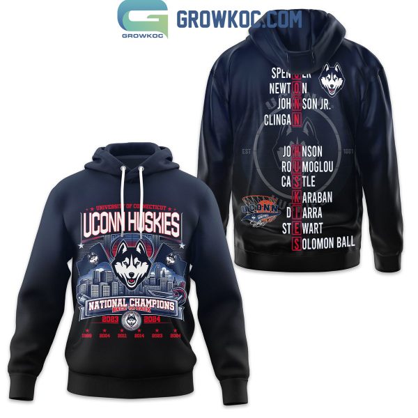 Uconn Huskies University Of Connecticut National Champions 2024 Back To Back Hoodie Shirts Navy