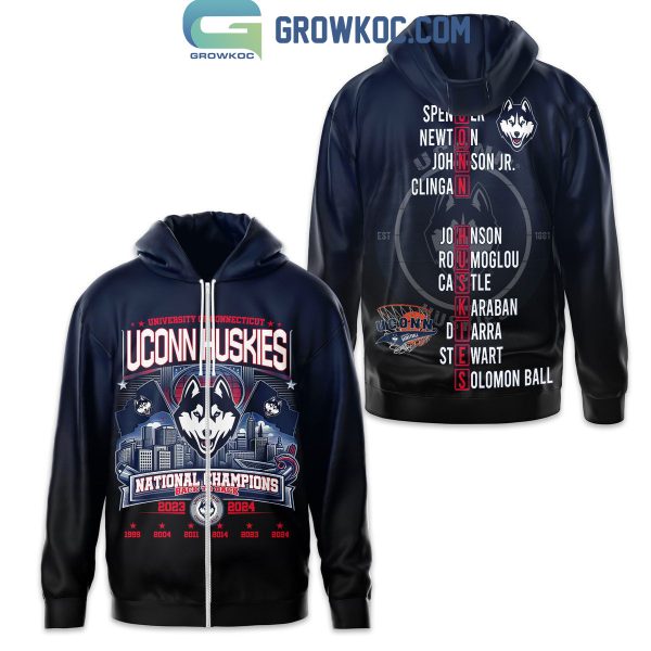 Uconn Huskies University Of Connecticut National Champions 2024 Back To Back Hoodie Shirts Navy