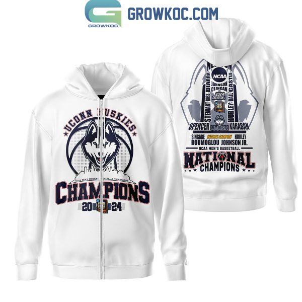 Uconn Huskies The Trophy 2024 National Champions Hoodie Shirts White Version