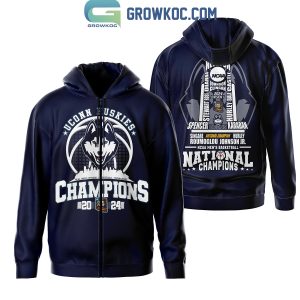 Uconn Huskies The Trophy 2024 National Champions Navy Design Hoodie Shirts