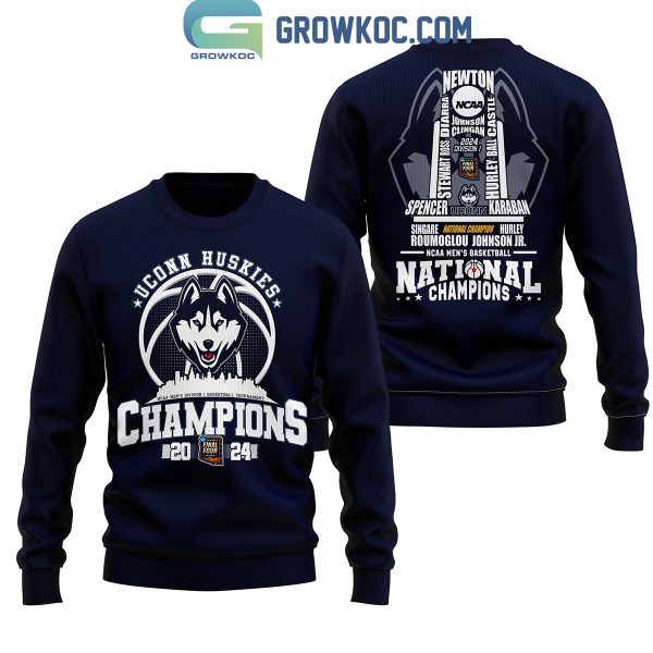 Uconn Huskies The Trophy 2024 National Champions Navy Design Hoodie Shirts