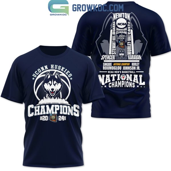 Uconn Huskies The Trophy 2024 National Champions Navy Design Hoodie Shirts