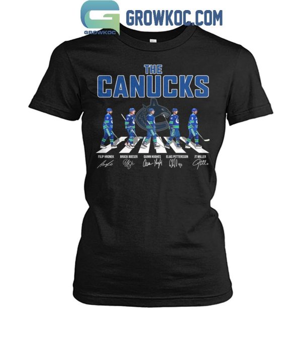 Vancouver Canucks Hockey Legends Hronek Boeser Hughes Petterson Miller T-Shirt