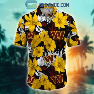 Washington Commanders Tropical Aloha Hibiscus Flower Hawaiian Shirt