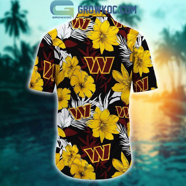 Washington Commanders Tropical Aloha Hibiscus Flower Hawaiian Shirt