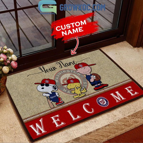 Washington Nationals Snoopy Peanuts Charlie Brown Personalized Doormat