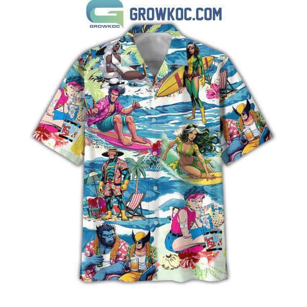 X Men Cyclops Wolverine Jane Storm Surfing Hawaiian Shirts
