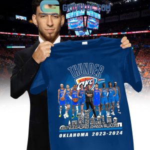Oklahoma City Thunder 2023-2024 Player Name Lineup Skyline T-Shirt