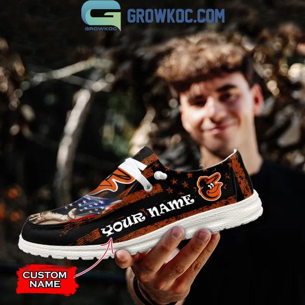 Baltimore Orioles American Proud Personalized Hey Dude Shoes