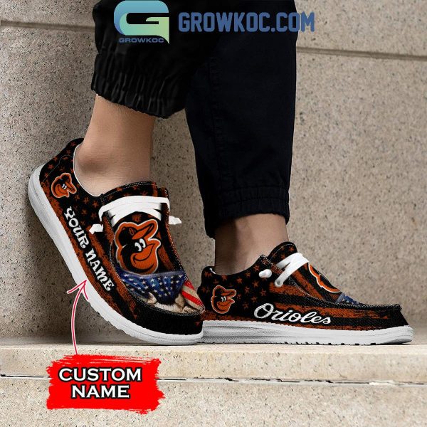 Baltimore Orioles American Proud Personalized Hey Dude Shoes