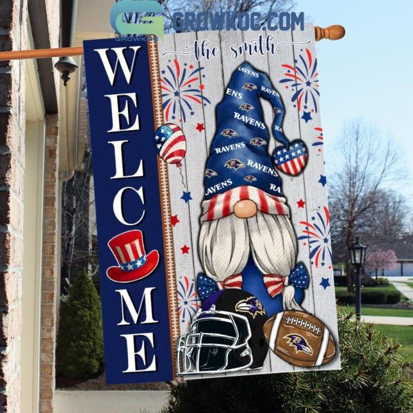 Baltimore Ravens Football Welcome 4th Of July Personalized House Garden Flag