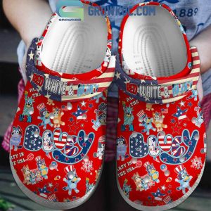 Bluey Heeler Red White And Bluey American Proud 4th Of July Red Design Clogs Crocs