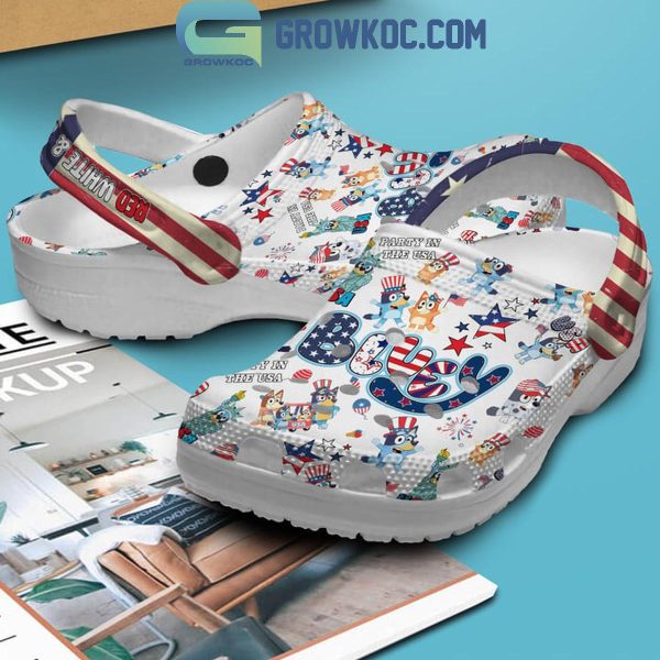 Bluey Heeler Red White And Bluey American Proud 4th Of July White Design Clogs Crocs