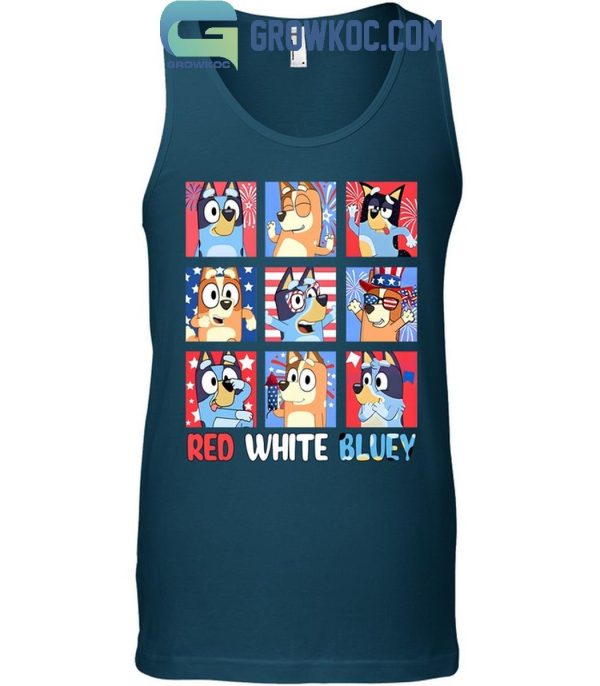 Bluey Red White Blue Love 4th Of July America Independence Day Celebration T-Shirt