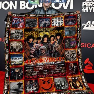 Bon Jovi 41st Anniversary 1983 2024 Thank You Good Night Fleece Blanket Quilt