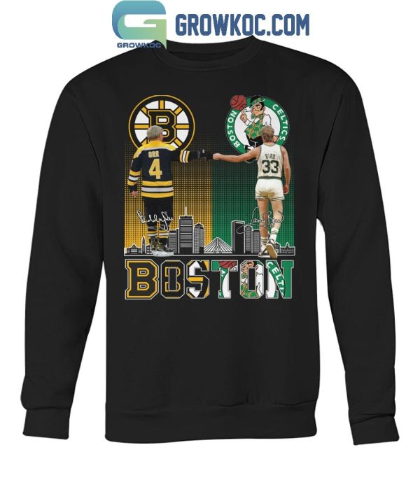 Boston Celtics Larry Bird Boston Bruins Bobby Orr The Legends Proud Fan T-Shirt