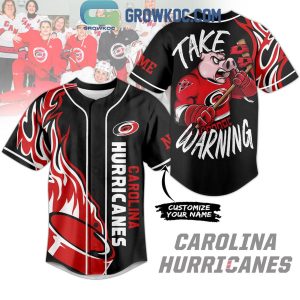 Carolina Hurricanes Take Warning Flames Personalized Baseball Jersey