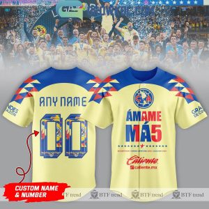Club America Bicampeones Amame 15 Champions Yellow Design Hoodie Shirt