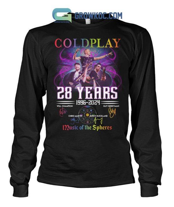 Coldplay 28 Years 1996 2024 Music Of The Spheres T Shirt