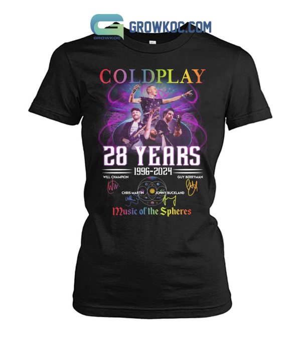 Coldplay 28 Years 1996 2024 Music Of The Spheres T Shirt