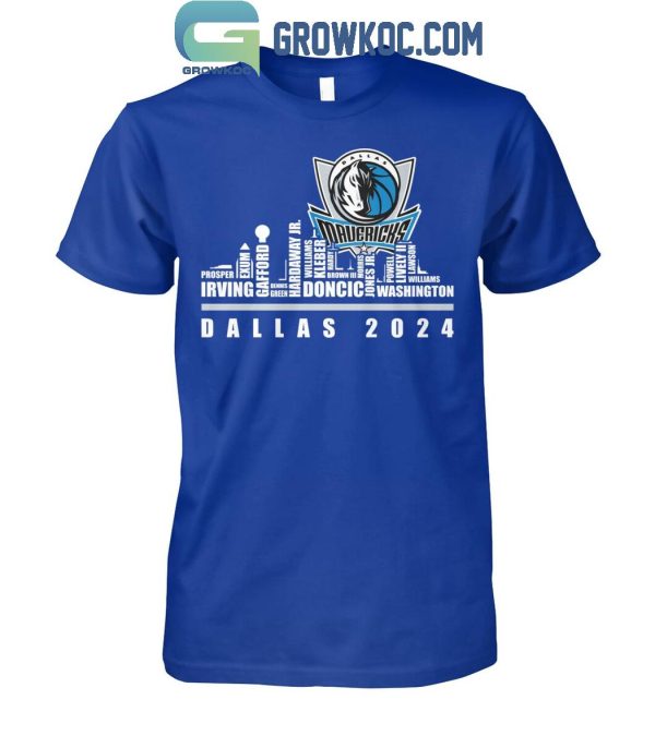 Dallas Mavericks Basketball Team 2024 Player Name Skyline T-Shirt