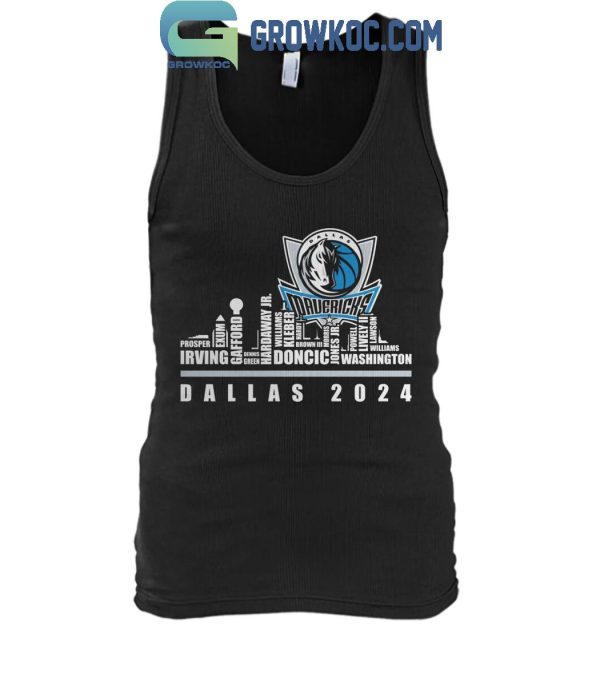 Dallas Mavericks Basketball Team 2024 Player Name Skyline T-Shirt