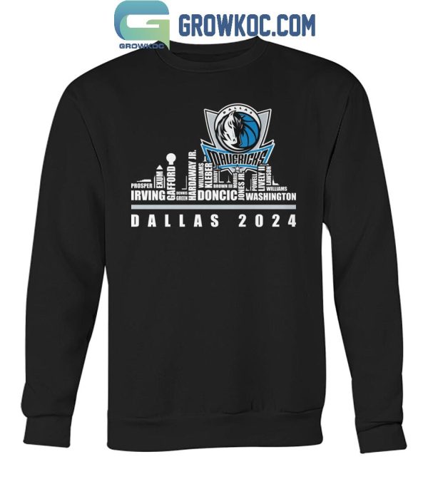 Dallas Mavericks Basketball Team 2024 Player Name Skyline T-Shirt