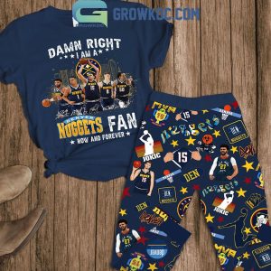 Denver Nuggets Fan Now And Forever Navy Version Fleece Pajamas Set