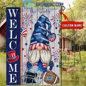 Detroit Lions Football Welcome 4th Of July Personalized House Garden Flag