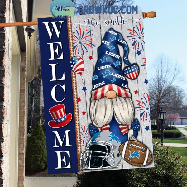 Detroit Lions Football Welcome 4th Of July Personalized House Garden Flag