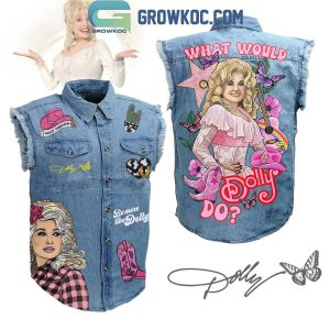 Dolly Parton Be More Like Dolly Sleeveless Denim Jacket