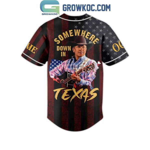 George Strait Somewhere Down In Texas Personalized Baseball Jersey