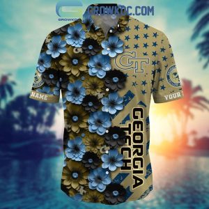 Georgia Tech Yellow Jackets Summer Flower Love Fan Personalized Hawaiian Shirt